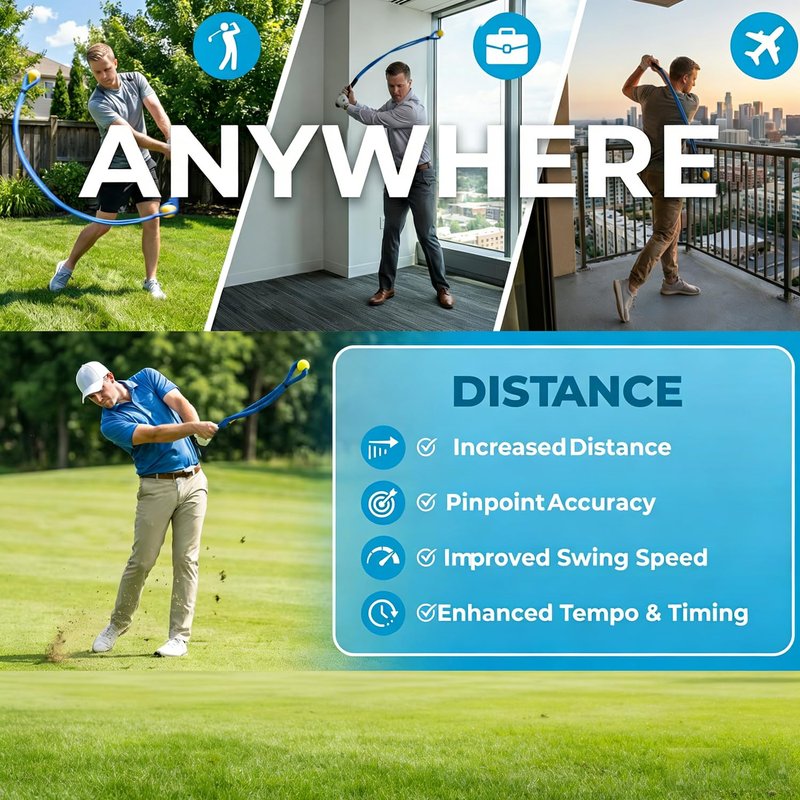 WIGERLON Golf Rope Swing Trainer - Professional Training Aid to Improve Swing Speed, Tempo, Rhythm, Flexibility Strength, for Warm-Up & Practice, Golf Gift for All Level Golfers