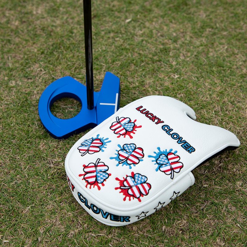 Golf Mallet Putter Cover Headcover, USA Lucky Clover Magnetic Closure Premium Leather Golf Headcovers Fits Golf DF3 Putter, Mallet Putter Headcover (for DF3 Putter)