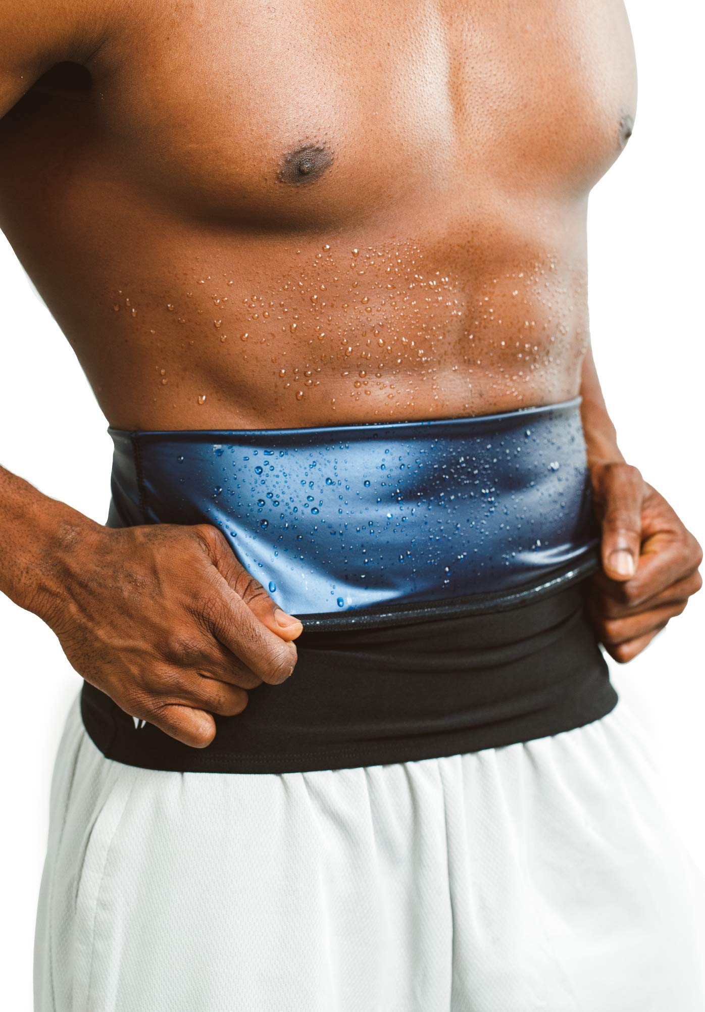Sweat Shaper Premium Waist Trimmer for Men, Waist Trainer Sauna Belt, Neoprene-Free Waist Cincher, Sauna Slimming Belt (Black, Medium)