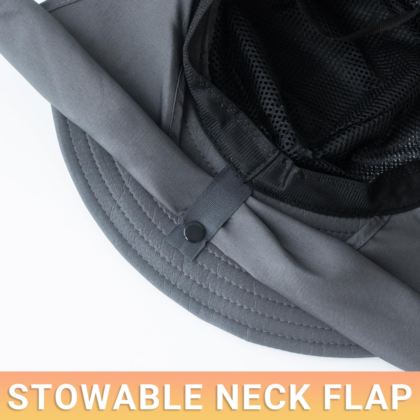 PFFY Sun Bucket Hats for Men Women Fishing Hat with Neck Flap Lightgrey