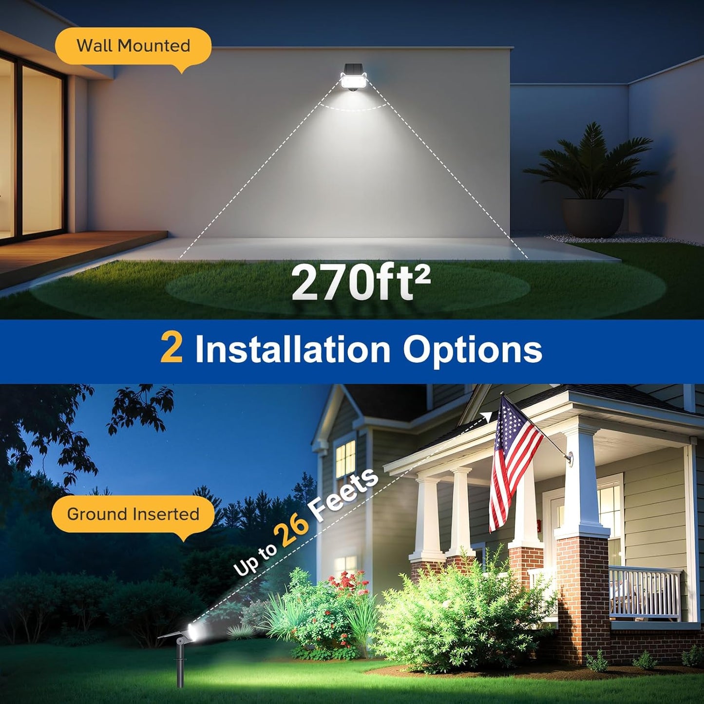 6 Pack Solar Spot Lights Outdoor - Waterproof LED Landscape Lighting, Auto ON/OFF, 135° Adjustable for Garden, Pathway & Tree Decor
