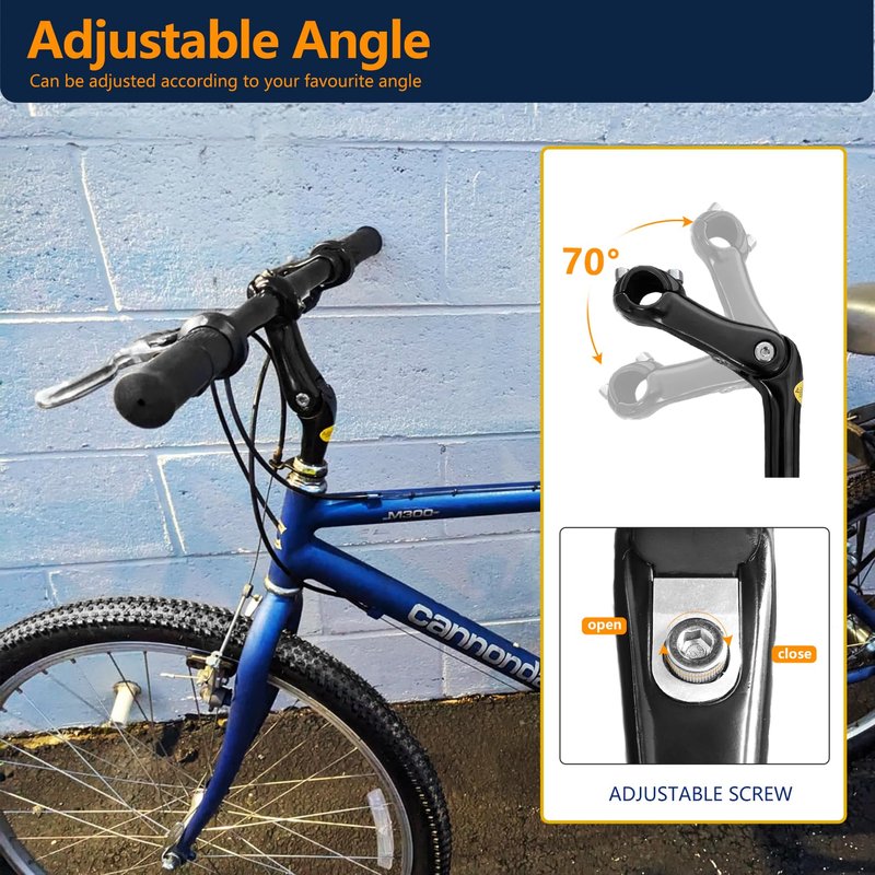 Relwears Black Quill Stem Adjustable 22.2mm Alloy Alum 180mm Reach 110 * 25.4 for Mountain Bike and Road Bike