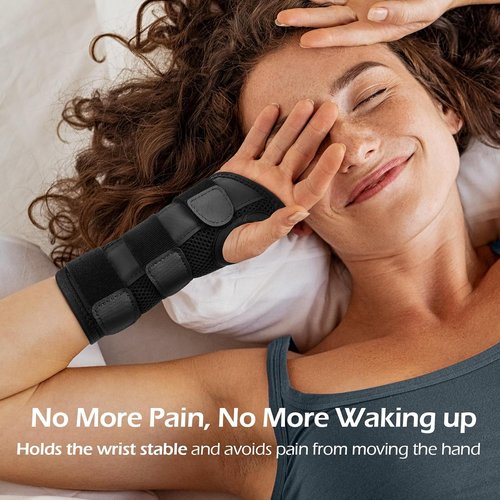FREETOO Wrist Brace - Adjustable Carpal Tunnel Relief & Support | Left Hand Splint for Tendonitis, Arthritis - Black (S/M)