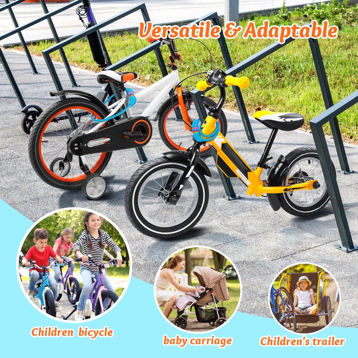Sportneer Cable Lock - High Security 4-Digit Resettable Combination Lock | 25.6-Inch Colorful Keyless Bicycle Lock for Kids - Blue