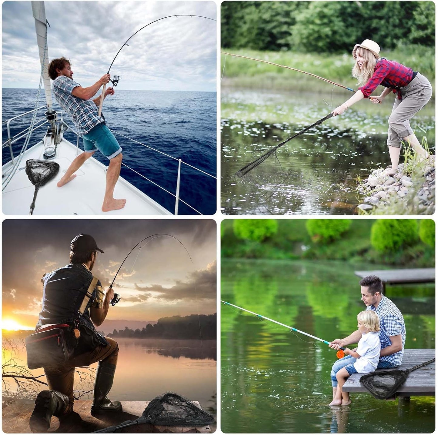 Skiennix Telescoping Fishing Net - Durable Folding Design for Easy Transport & Storage | Compact for Kids & Adults