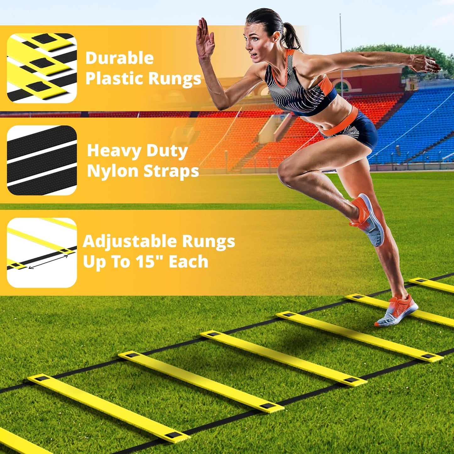 Yes4All Agility Ladder Set - Speed Training Equipment with Adjustable Ladder, Cones, Hurdles & More