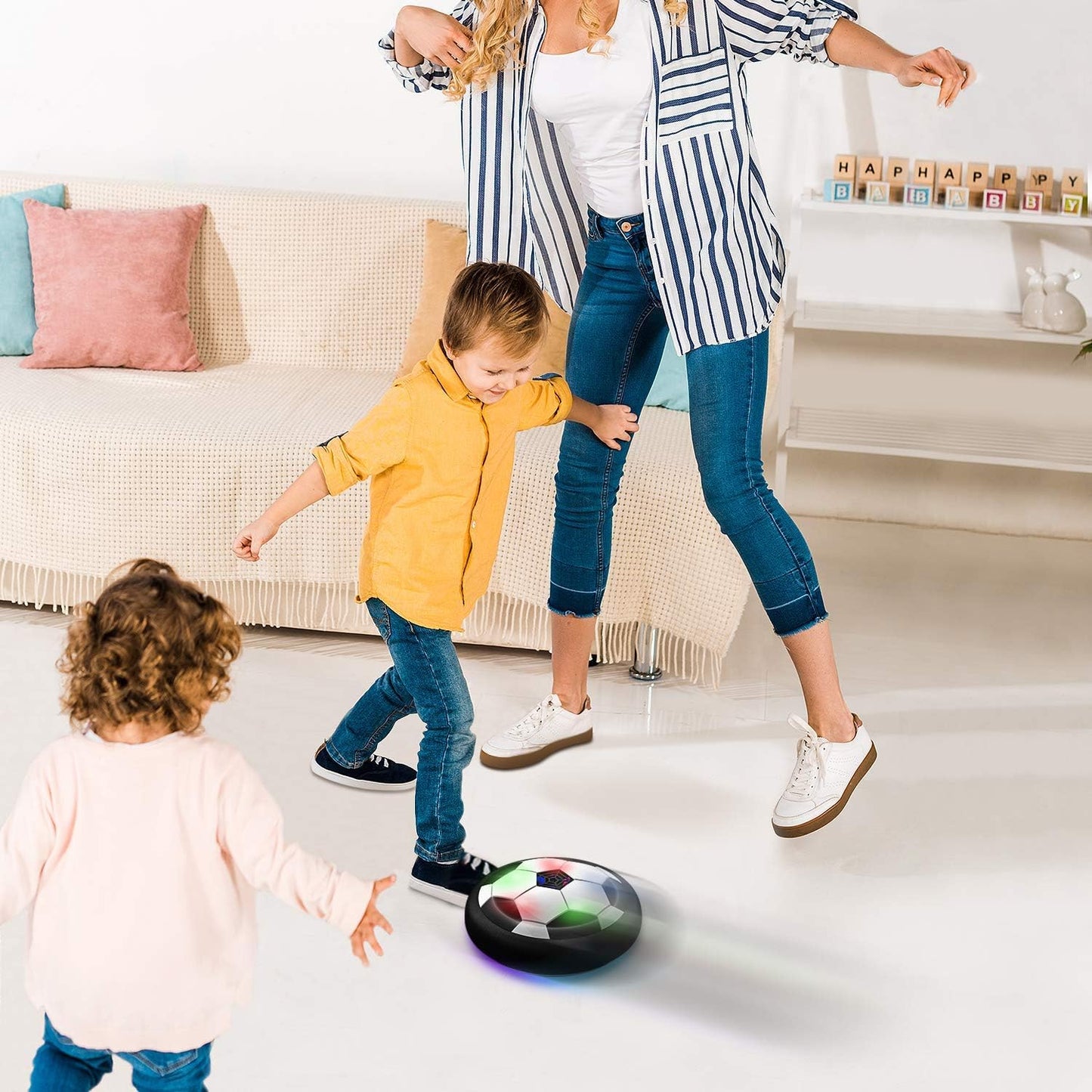 Toyk Boy Toys - LED Hover Soccer Ball - Air-Powered Indoor/Outdoor Football Game for Kids Ages 3-12