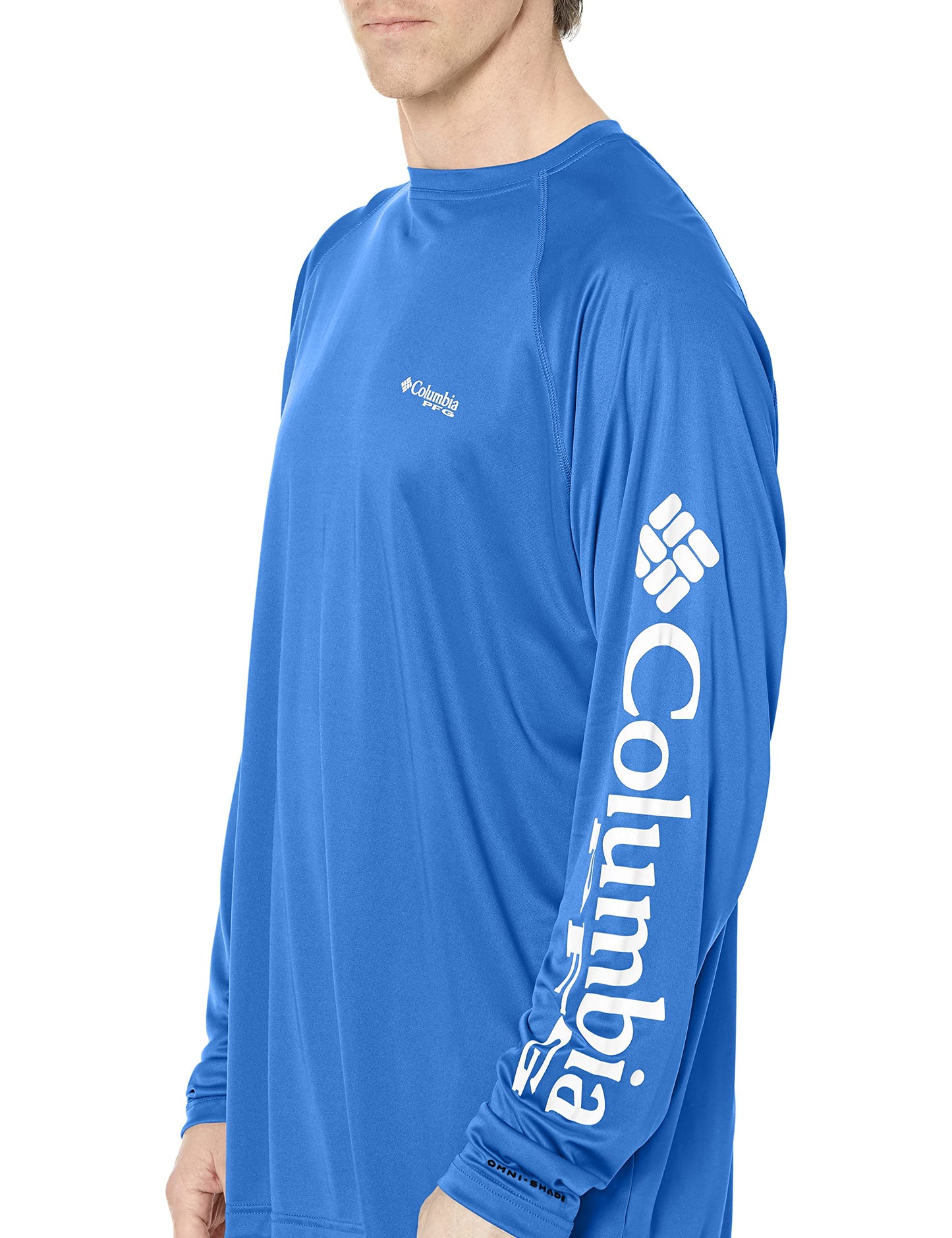 Columbia Men's PFG Terminal Tackle Long Sleeve Fishing Shirt, Vivid Blue/Cool Grey Logo, Medium
