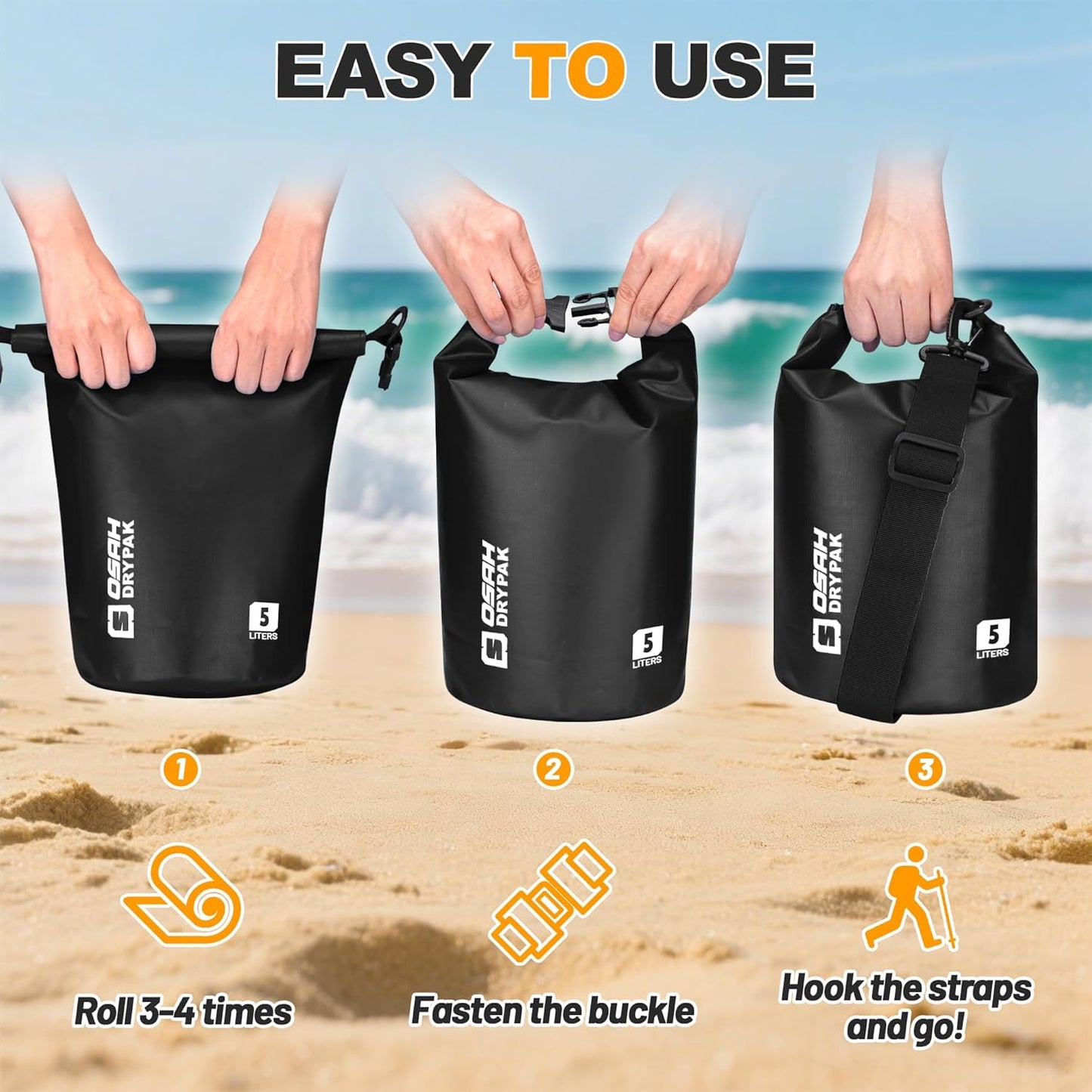 Skiennix Waterproof Dry Bag - Lightweight Roll Top Storage Backpack with Phone Case | 5L/10L/20L/30L/40L for Travel, Kayaking & Beach