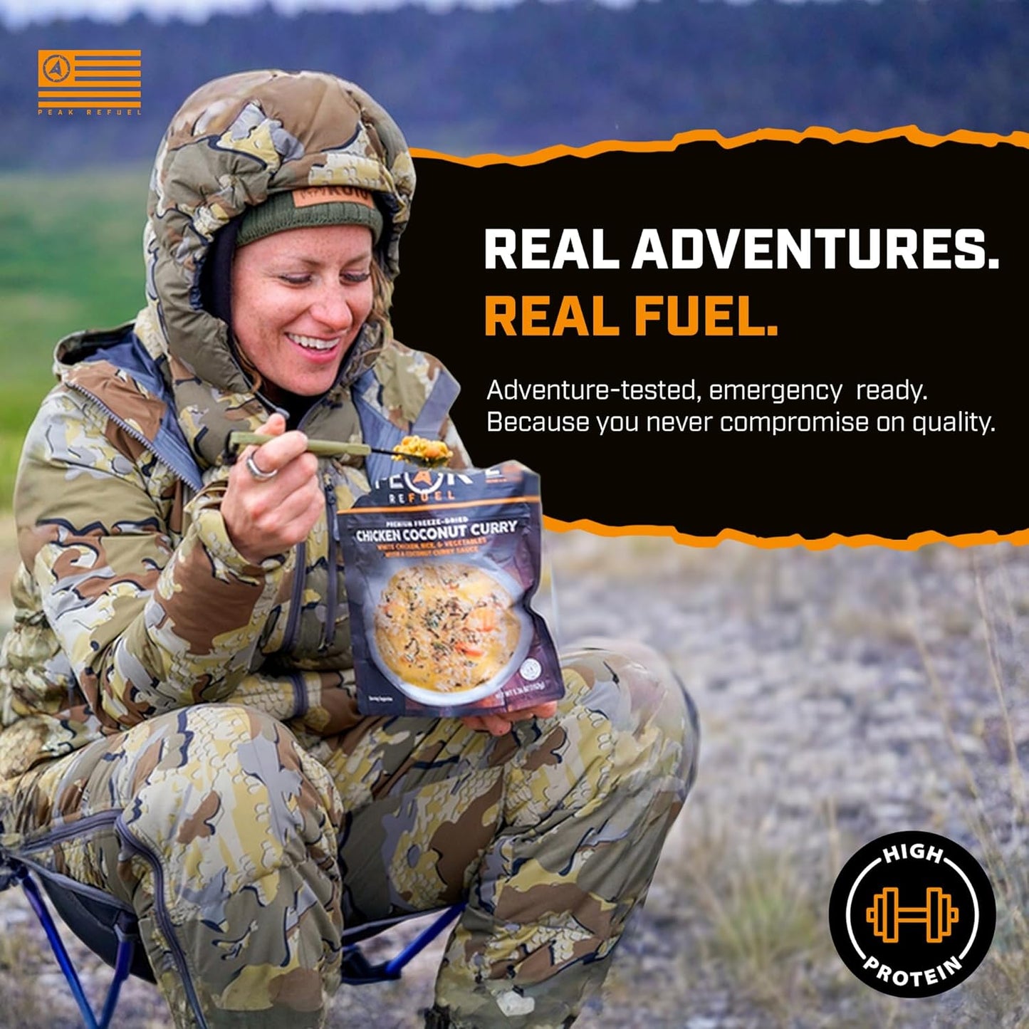 Peak Refuel Chicken Coconut Curry - High Protein Freeze-Dried Camping Food | Quick Prep | 2 Servings