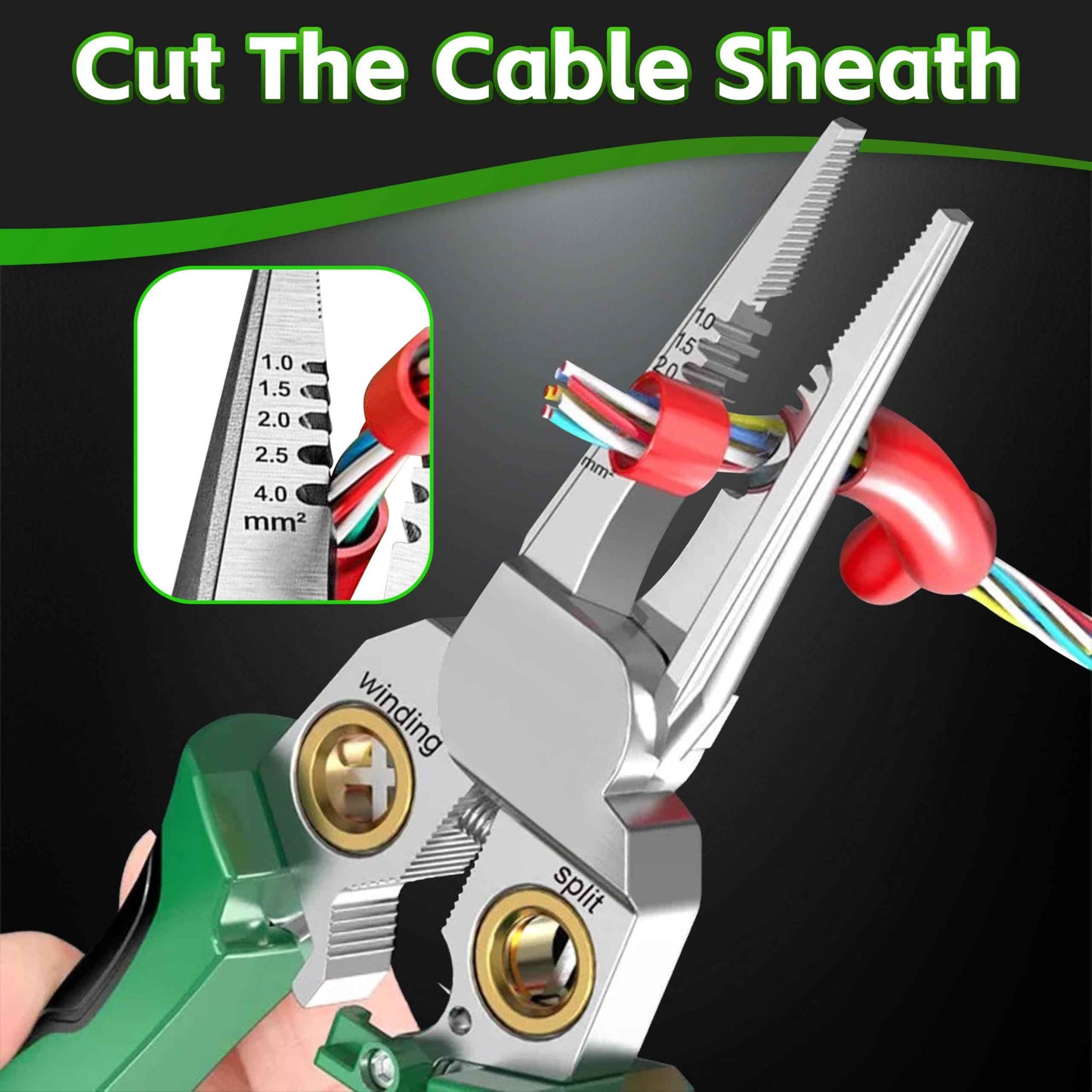 8 in 1 Wire Stripper with Voltage Tester, Pinzas Para Electricista, Electric Pliers, Multi-function Electric Wire Stripping Tool for Cutting and Pulling Pliers, Electrician Repair Tool