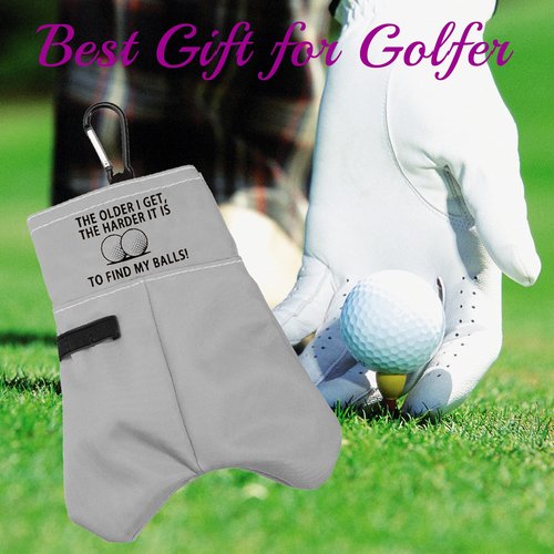 BLUPARK Funny Golf Ball Storage Bag for Grandpa Dad The Older I Get The Harder It is to Find My Balls Golf Ball Pouch (Harder Find My Balls)