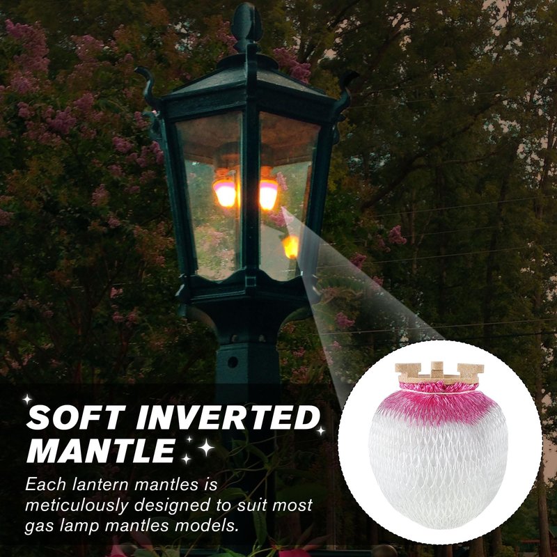 Ceoighe Gas Lamp Mantles with 179B Porcelain Attachment Ring, Soft Inverted Mantle, Lantern Mantle, Ideal for Outdoor Gas Lamps, Standard, & Inverted Gaslights (Include 2 179b Ring 6 Lamp Mantles)