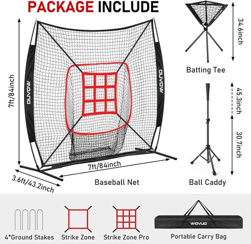 Baseball Training Net by [Brand Name] - 7x7 Ft Softball Pitching Net with Strike Zone & Ball Caddy