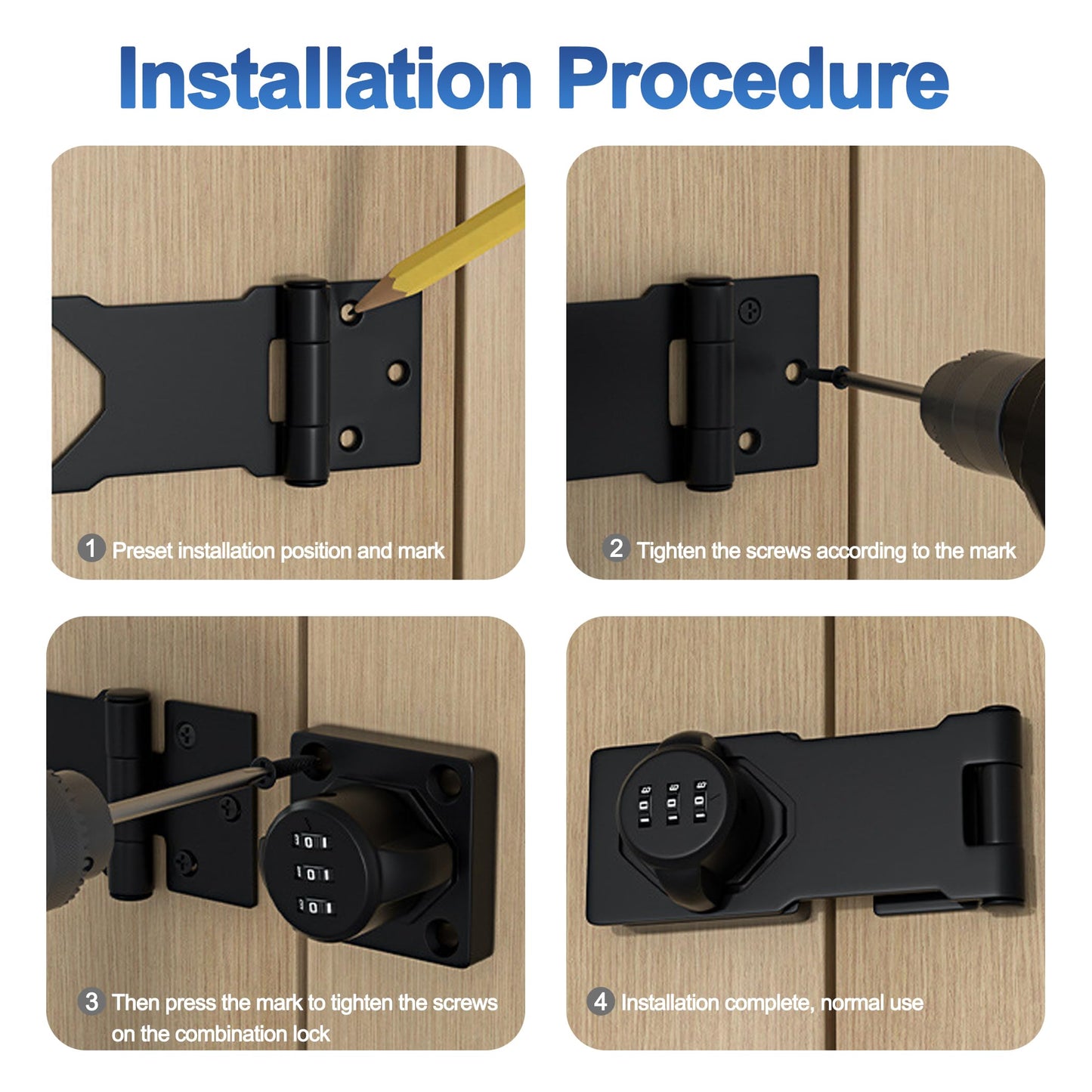Redunest Password Rotary Hasp Locks,Black 1 Pack Cabinet Locks with Combination,Keyless Security Latch for Sliding Barn Door, Gate, Small Door, Closet, Drawers