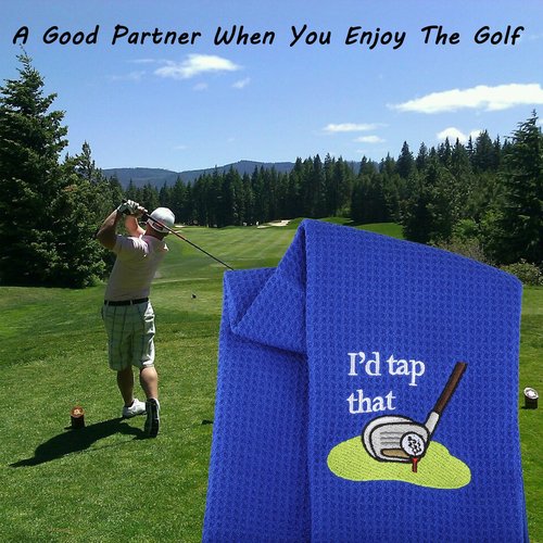 LEVLO Embroidered Golf Towel Gift Golf Lover Gift I'd Tap That Funny Golf Towel with Clip Gift for Men/Women (I'd Tap That)