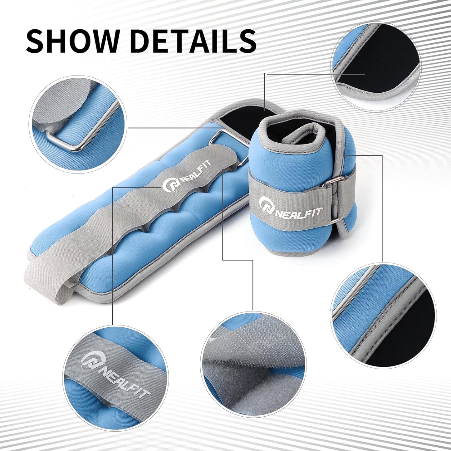 NEALFIT Ankle Weights - Adjustable Leg & Arm Weights for Running, Gymnastics & Fitness | Unisex