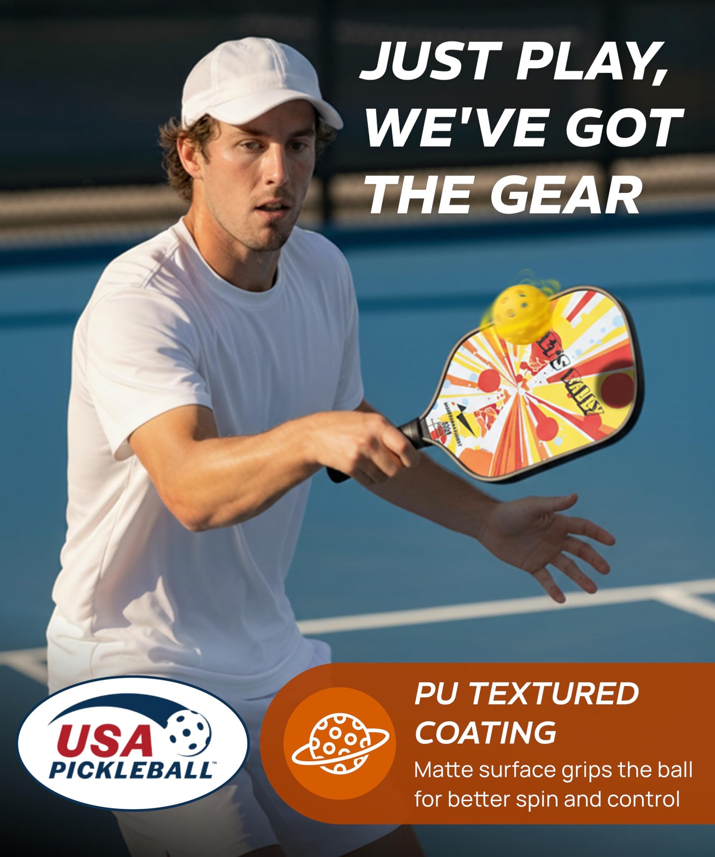 Pickleball Paddles Set of 2, Fiberglass Pickleball Set, Durable & Lightweight USAPA Approved Pickle Ball Rackets 2 Pack Pickleball Gifts for Women with Bag & Outdoor Balls for Men Beginner Adults