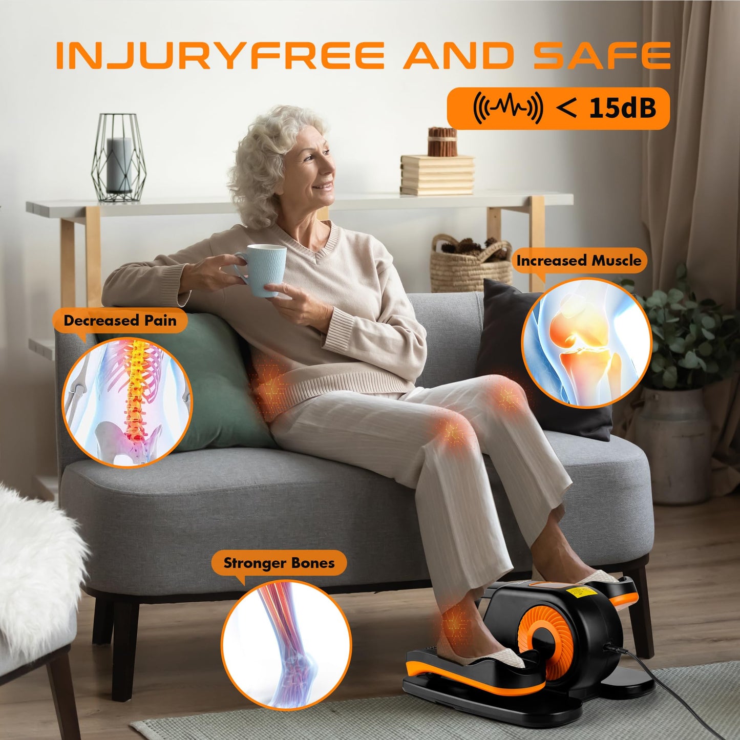 Zakle Under Desk Elliptical Machine, Ellipse Leg Exerciser as Seen on Tv for Seniors w/Remote & 12 Speeds Level, Manual & Auto Mode, Quiet Electric Seated Pedal Exerciser for Home Office (Black)