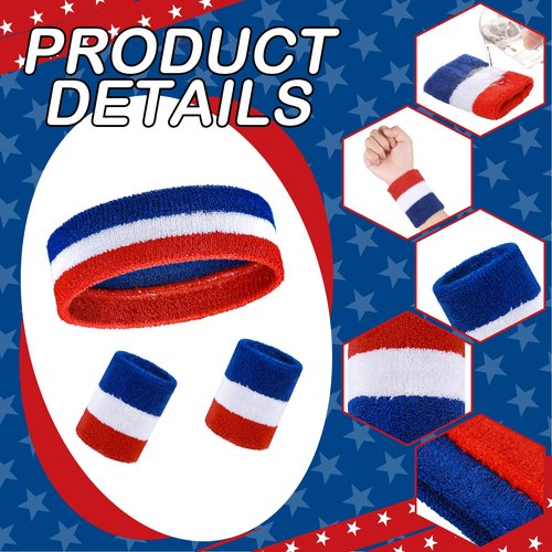 Jeere 6 Pcs 80s Costume for Men 90s Workout Outfit Set Shorts Striped Sweatbands Headband Socks for Women Party Cosplay(Red,L)