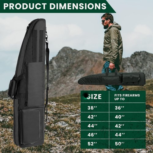 HUNTSEN Soft Double Rifle Case - Padded Long Gun Bag with Adjustable Sling & Dual Lockable Zippers | 38" to 52" Sizes