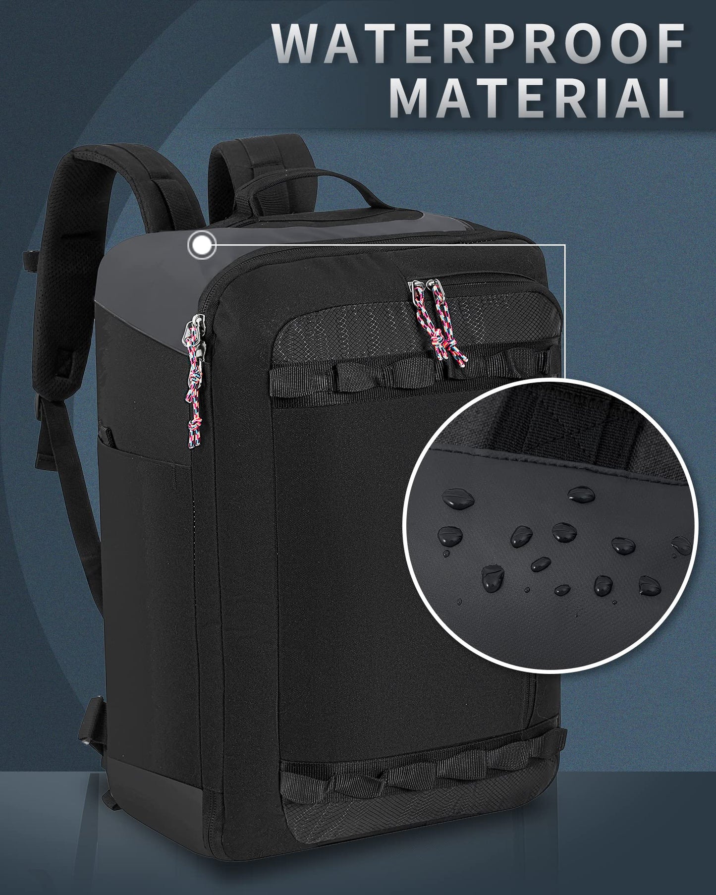 TRAILKICKER Travel Backpack Flight Approved Carry On Backpack Water Resistant Weekender Bag (Black)