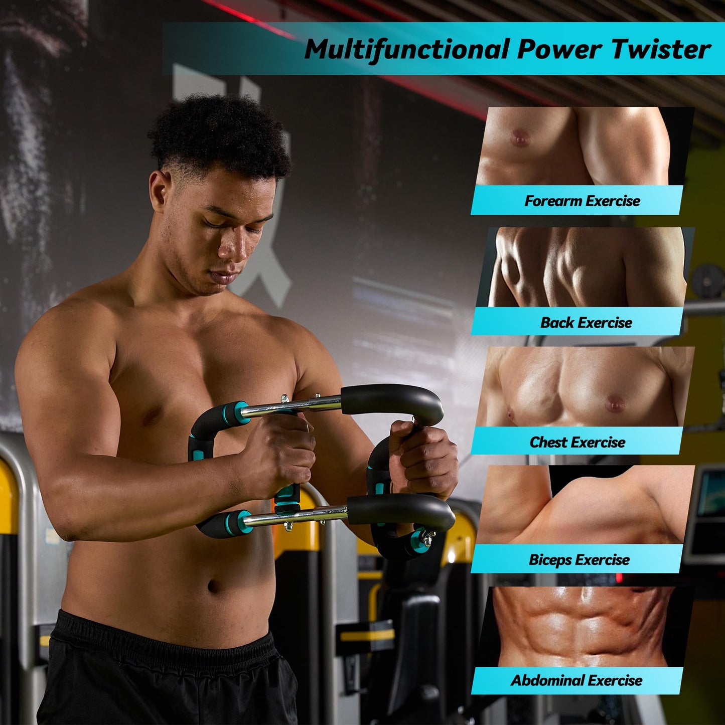 Twister Arm Trainer for Men & Women - Adjustable Hydraulic Power Twister, Upper Body Strength Training Equipment for Home Gym, Chest Expander, Biceps Workout Machine (Blue)