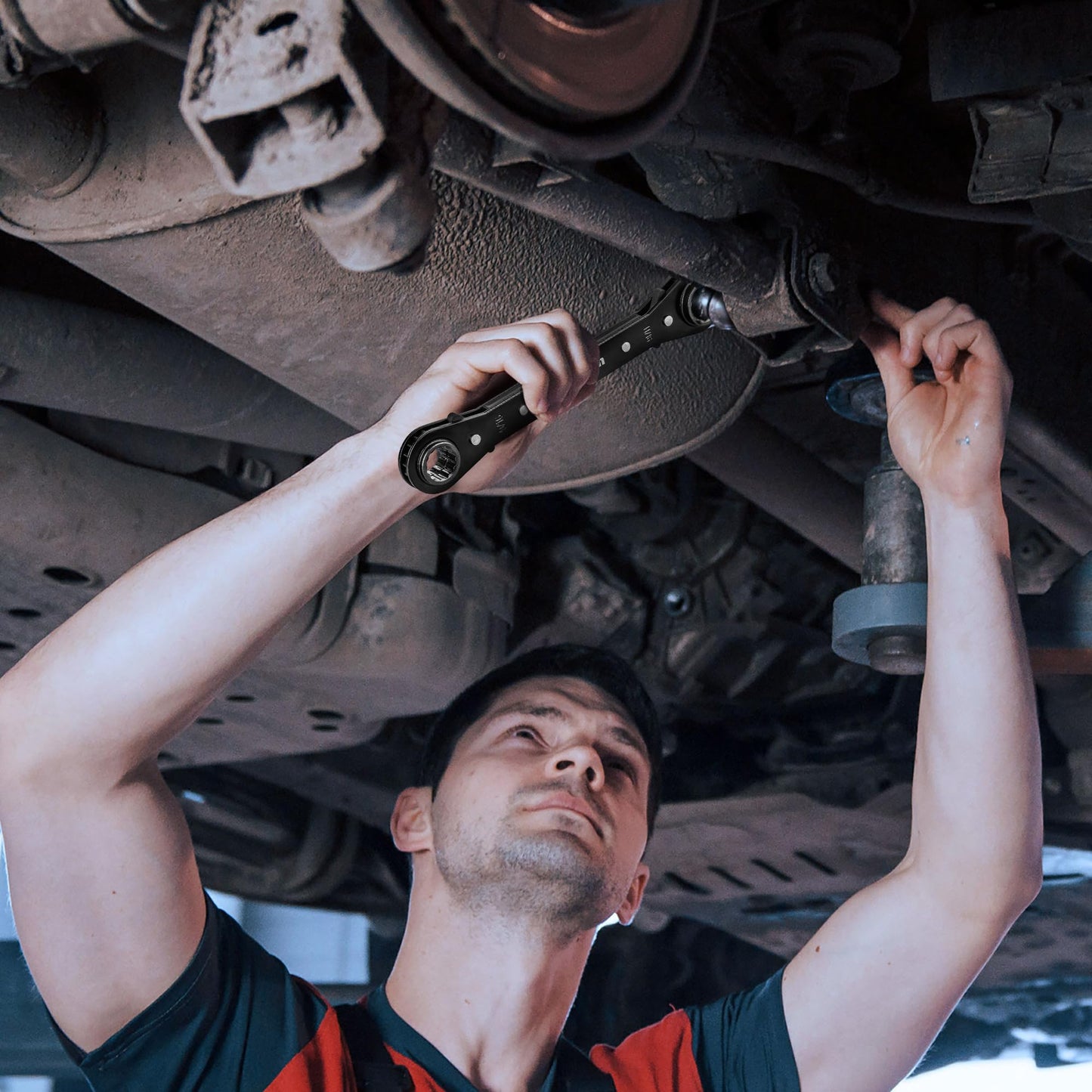 DURATECH 4-in-1 Reversible Ratcheting Wrench Set, Double Box End Wrench Set, 2-Piece, 5/16", 3/8", 7/16", 1/2", 9/16", 5/8", 11/16", 3/4", SAE