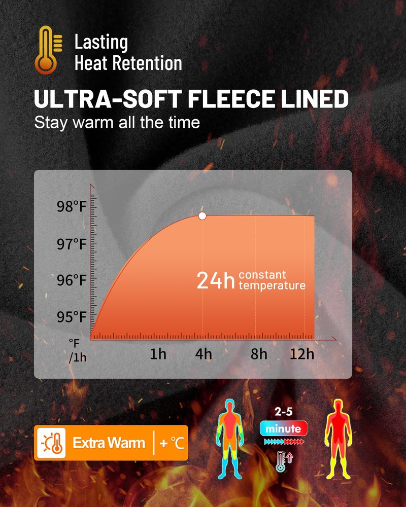 Moozava Men Thermal Compression Shirt Fleece Lined Long Sleeve Athletic Base Layer Cold Weather Gear Running Workout Top Black L