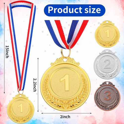 Gold, Silver & Bronze Medals by [Brand Name] - 15Pcs Award Medals for Competitions & Celebrations