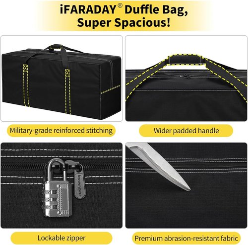iFARADAY 155L Oversized Duffle Bag - 42” Heavy-Duty Water-Resistant Travel Bag for Camping & Storage | Black