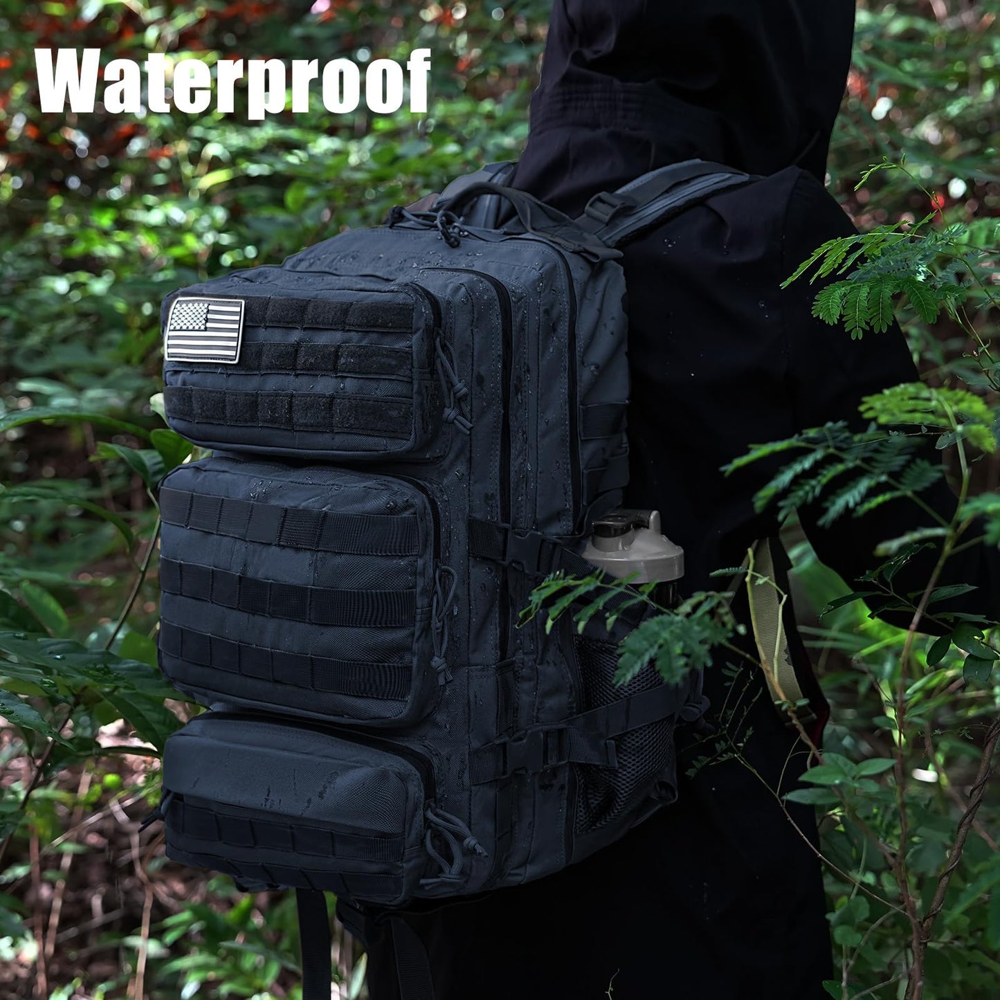 kookoomia Military Tactical Backpack 25L Day Backpack for Men Molle Army 3 Days Assault Pack Bug Out Bag Water Resistant and Heavy Duty Hiking Treeking Rucksack - Dark Blue