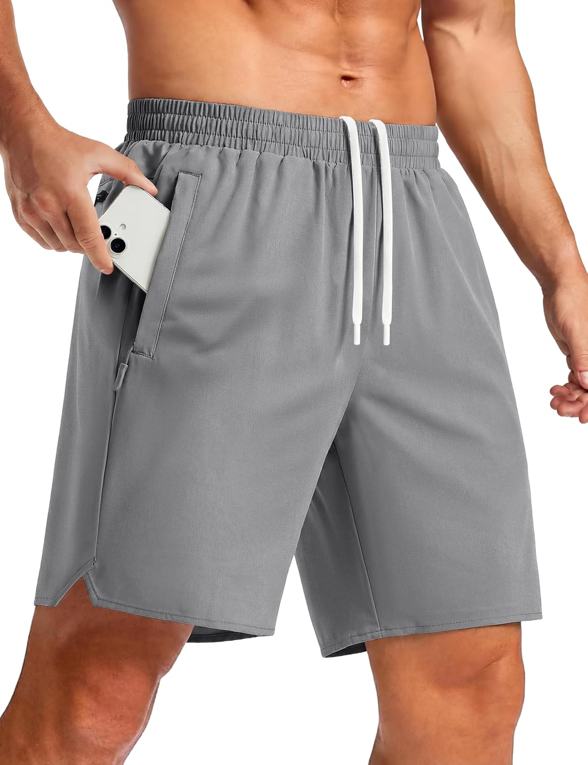 TACVASEN Men's Athletic Workout Shorts - Quick-Dry 7" Gym Shorts with Zipper Pockets for Summer Hiking