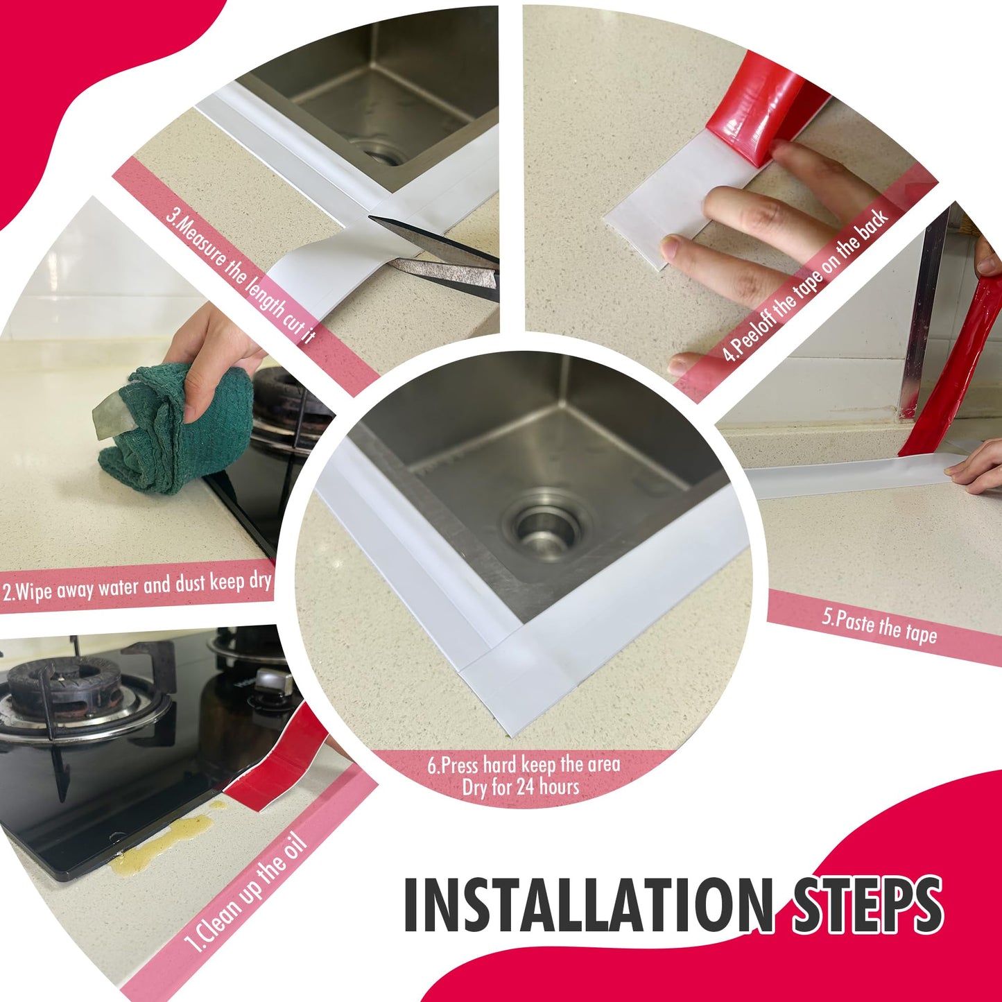 3 Rolls White Caulk Tape for Bathtub Self Adhesive，Peel and Stick Caulk Strip Waterproof，Toilet Base Sealer Strip，Toilet Sealant Tape