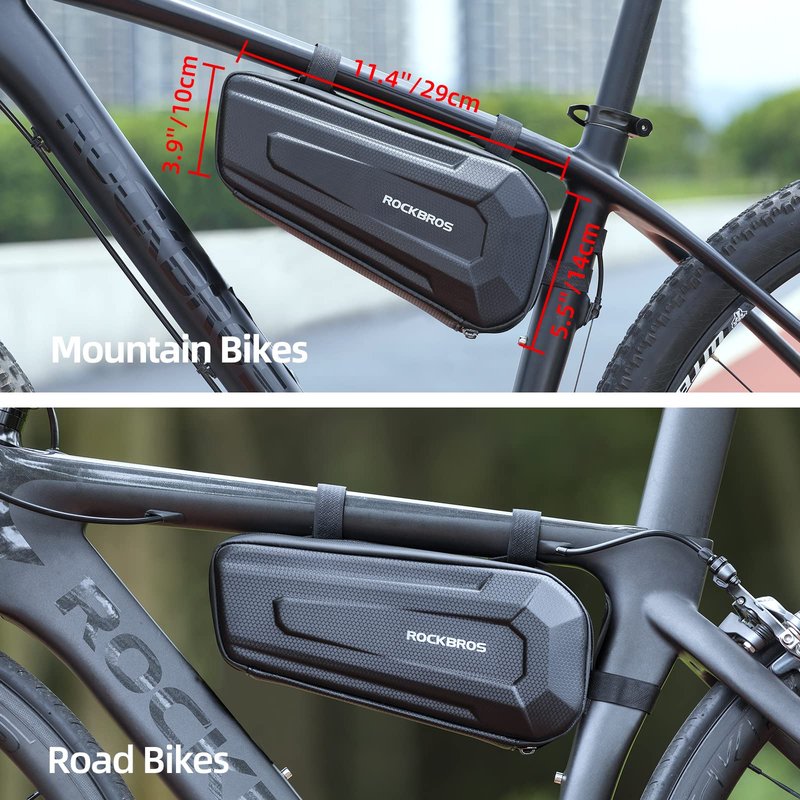 ROCKBROS Bike Frame Bag Hard Shell EVA Bike Triangle Bag Bike Top Tube Bag 1.5L Capacity