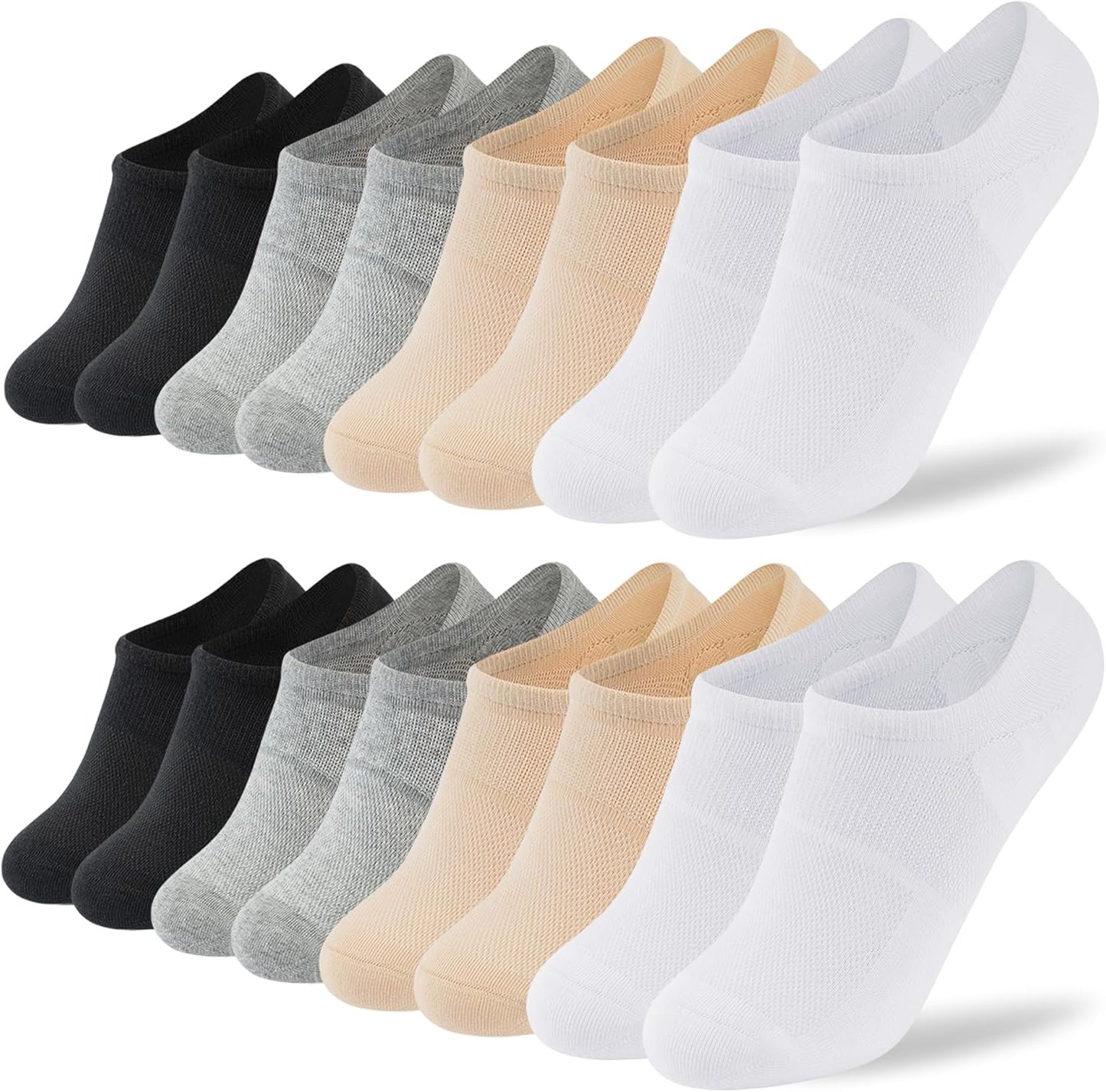 Time May Tell No-Show Socks - 8 Pairs of Non-Slip, Low-Cut Ankle Socks for Casual Running