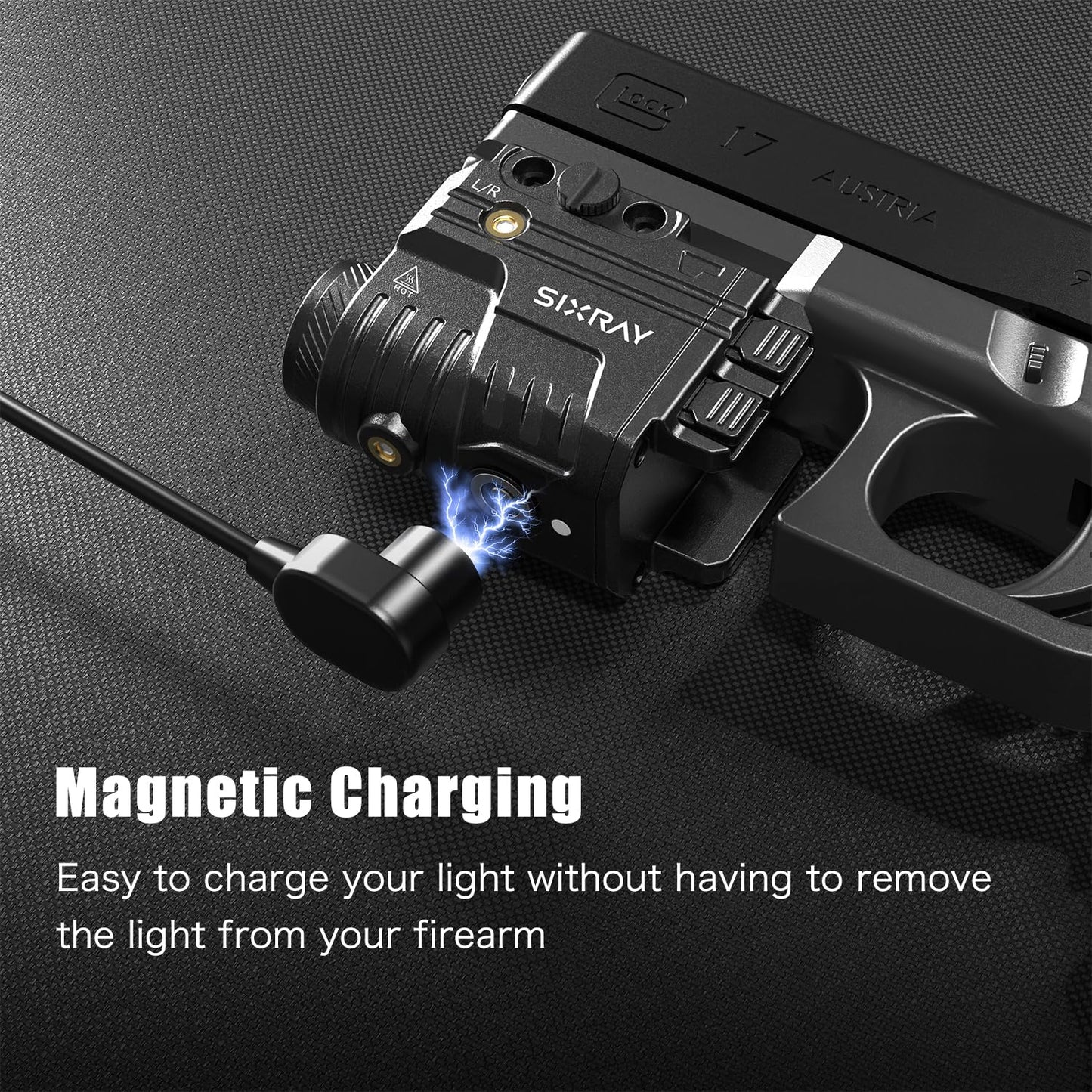 SIXRAY Green Beam and Flashlight for Pistol, Rechargeable Pistol Light Laser Combo Rail Mounted Green Beam Laser Class II