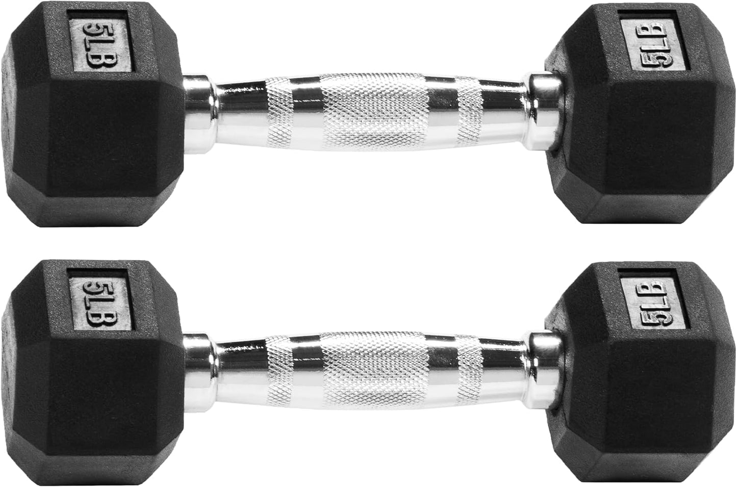 Signature Fitness Dumbbells - Rubber Encased Hex Weights Pair for Home Gym Training