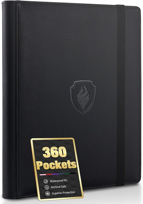 Fabmaker Premium 9 Pocket Card Binder - Sturdy Trading Card Album for 360 Cards | Sleek Black Design