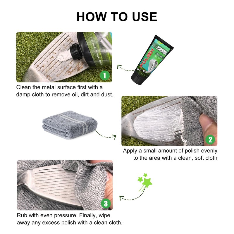 Arttodo Golf Club Polish, Golf Club Cleaner and Scratch Remover, Long Lasting Golf Club Polish for Metal, Zinc, Aluminum & Steel Clubs Golf Accessories