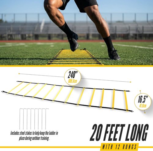 Agility Ladder 2 Pack - Speed Training Ladder Set with Ground Stakes & Carrying Bag - Ideal for Football, Soccer, Tennis