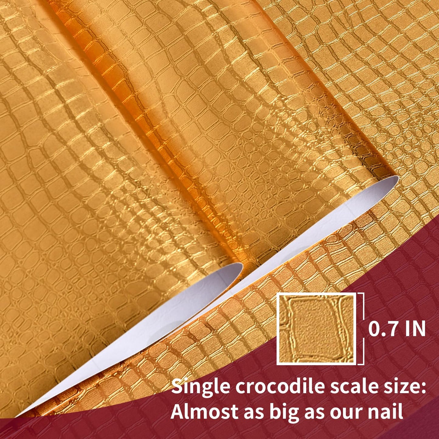 Cismmy Peel and Stick Wallpaper - Gold Crocodile, 15.7" X 118", Removable, Easy Peel Off, Renter Friendly Textured Wallpaper