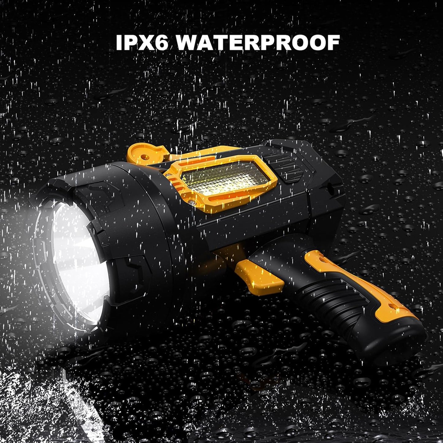 90,000 Lumens Rechargeable LED Spotlight with Tripod - Super Bright Outdoor Flashlight for Camping & Boating