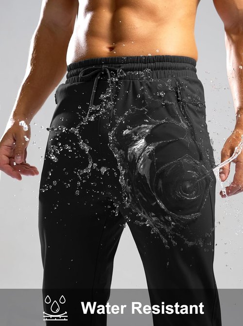 G Gradual Men's Fleece Lined Winter Pants - Warm Athletic Joggers with 3 Zipper Pockets