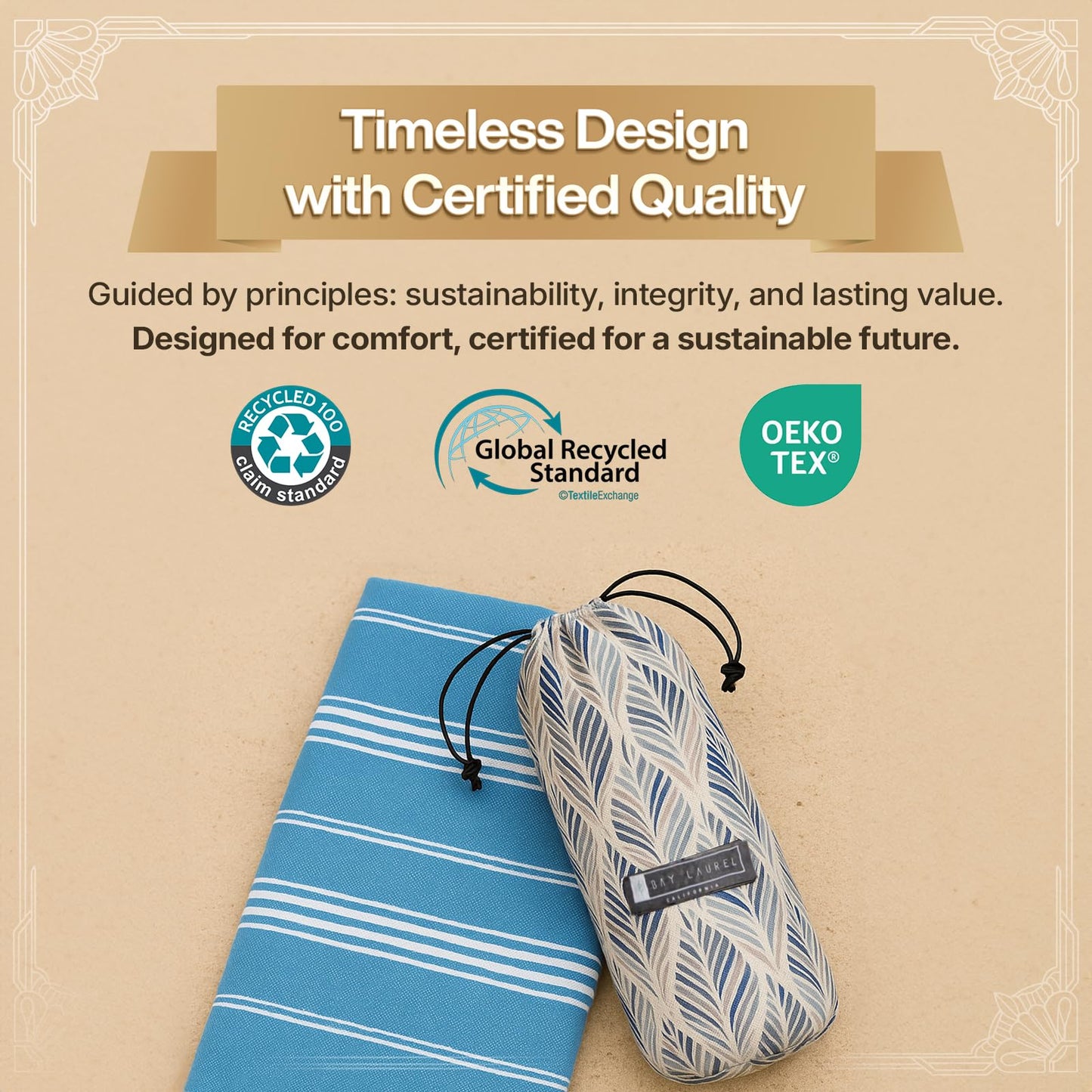 BAY LAUREL 4-Pack Oversized Turkish Beach Towels – Quick Dry, Sand Free Towels with Travel Bags, 39"x71", Lightweight (Pack of 4 - Denim Blue)