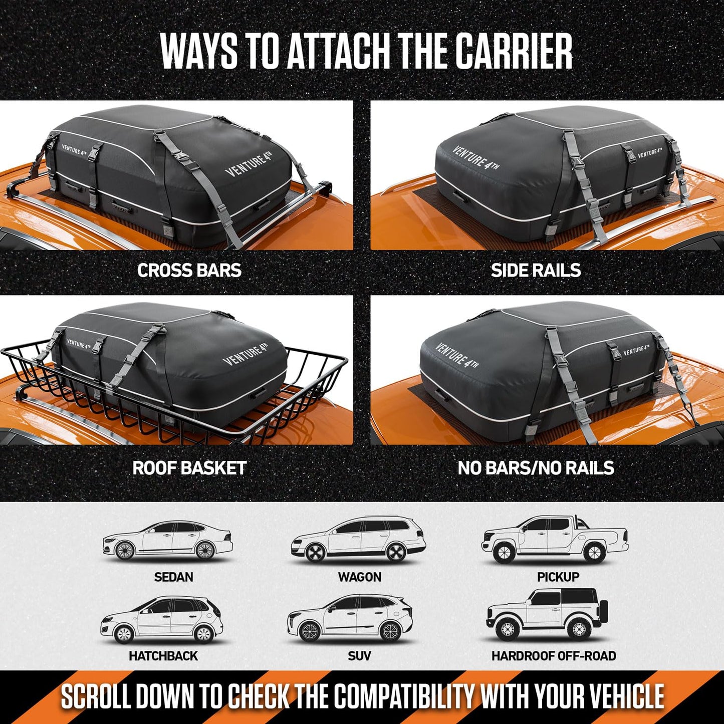 VENTURE 4TH Rooftop Cargo Carrier - 21 Cu Ft, Soft-Shell, Waterproof