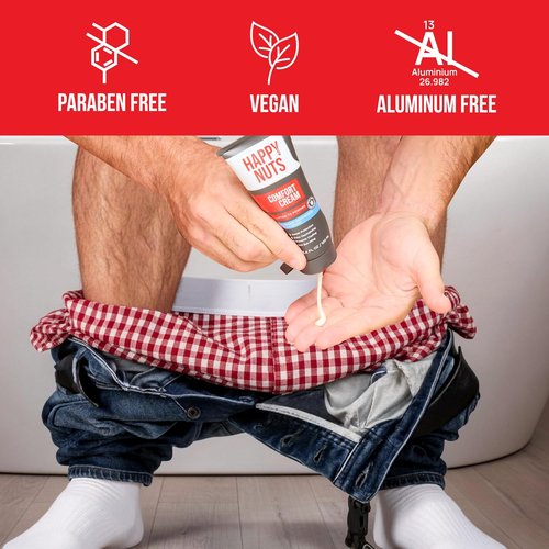 Happy Nuts Comfort Cream Deodorant for Men - Anti-Chafing & Odor Control, Aluminum-Free, 3.4 Fl Oz | Morning Driftwood