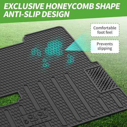10L0L Golf Cart Floor Mat for EZGO TXT 1996-up, Full Coverage Floor Liner Mat with Grass-Scraping Design, Honeycomb Pattern, Made by Eco-Friendly Resin Rubber - Black