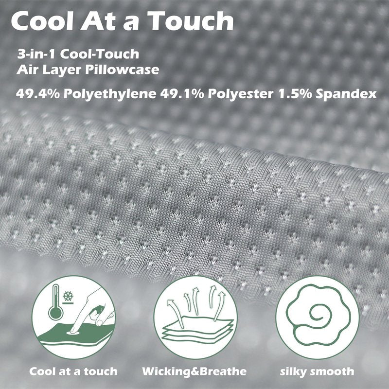 Orynvaux Cooling Camping Pillow, Memory Foam Travel Pillow with Adjustable Buckle Strap & Storage Bag, Compact Small Pillow for Airplane, Car Lumbar, Office, Washable Cooling Cover, Quarry Grey