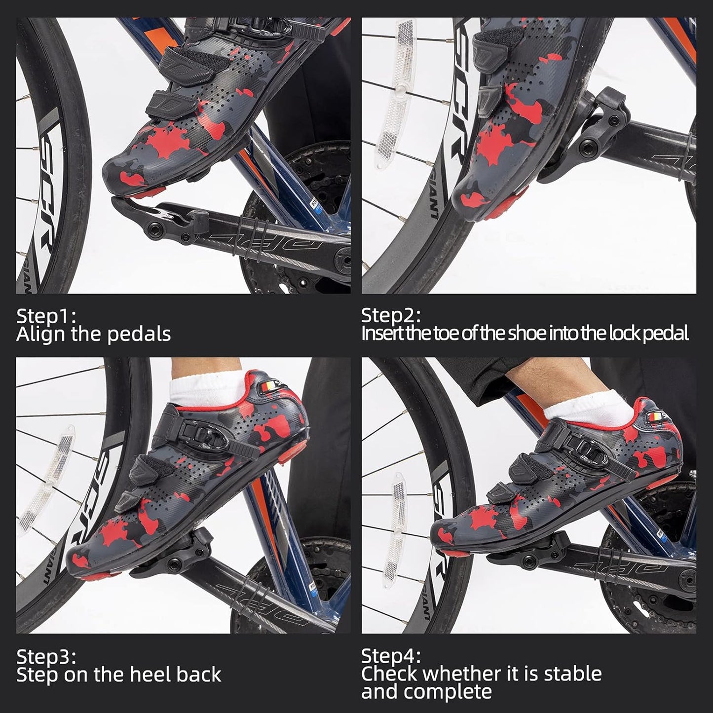 ROCKBROS Clipless Bike Pedals Set - Compatible with Look KEO | Durable Road Bicycle Cleats